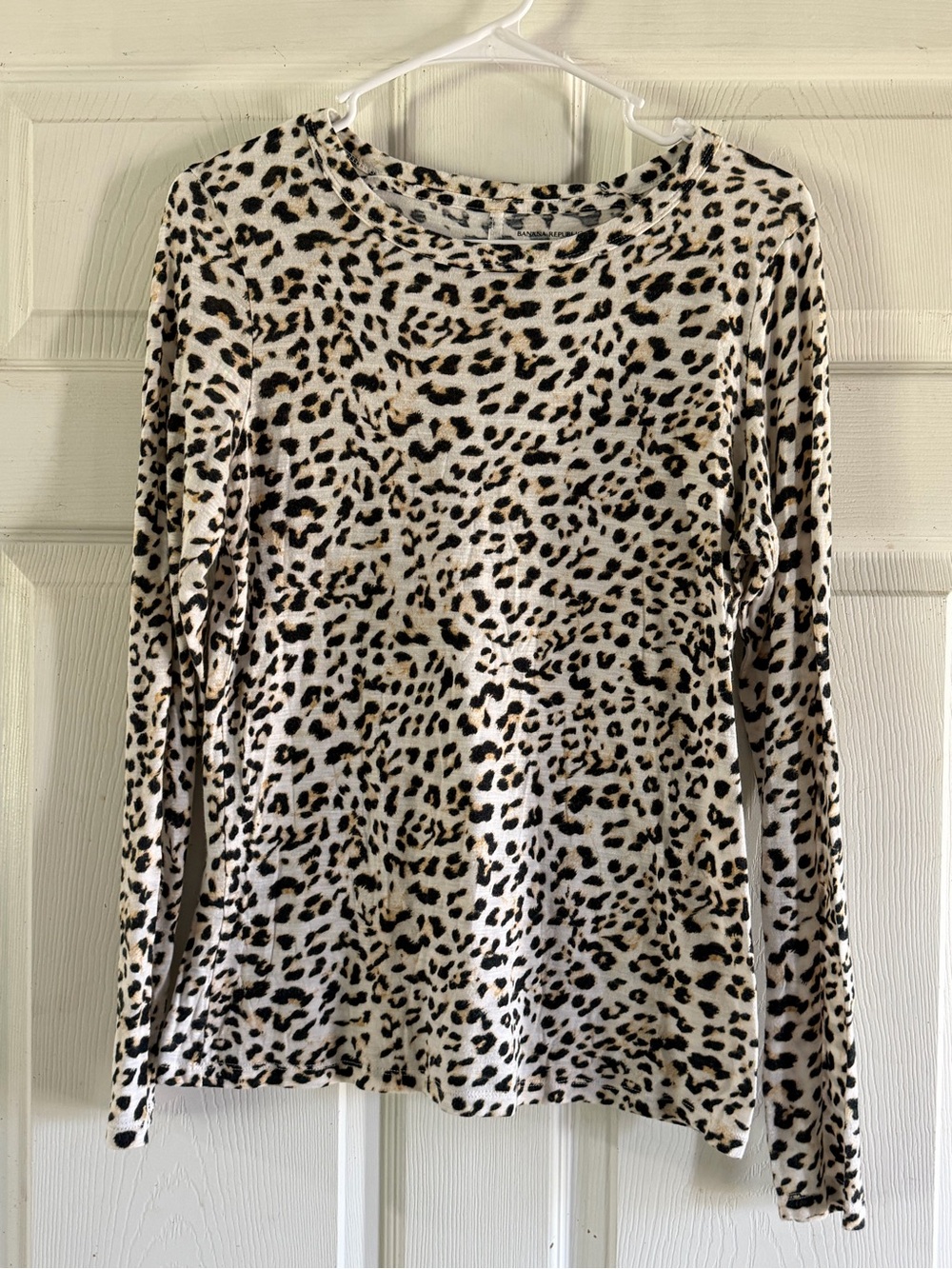 Banana Republic Long-Sleeve Leopard Print Top - Cream, Black, Tan